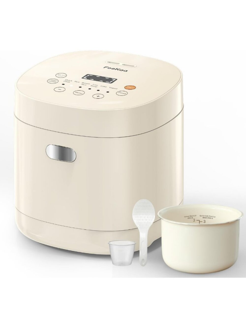 Compact 3-Cup Rice Cooker, Mini Rice Maker with Ceramic Coated Pot - Easy
